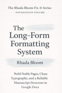 The Rhada Bloom Fix-It Series for Authors — Vol 1: The Long-Form Formatting System: Build Stable Pages, Clean Typography, and a Reliable Manuscript Structure in Google Docs