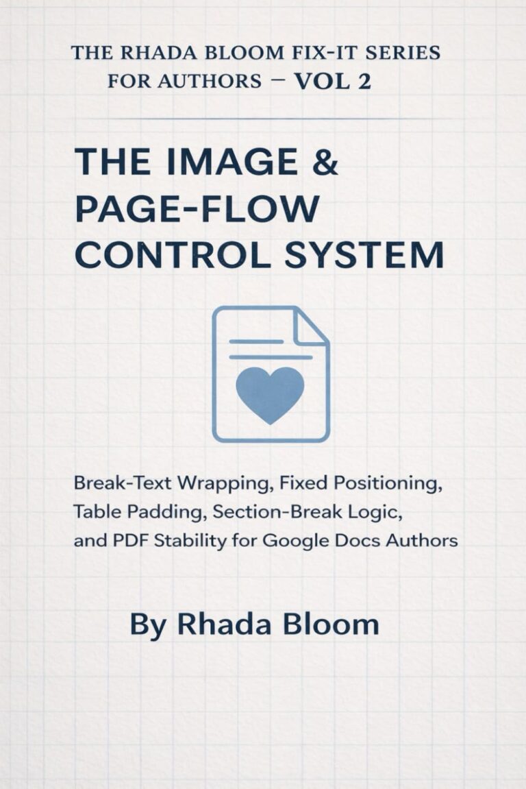 The Rhada Bloom Fix-It Series for Authors — Vol 2: The Image & Page-Flow Control: Break-Text Wrapping, Fixed Positioning, Table Padding, Section-Break Logic, and PDF Stability for Google Docs Authors