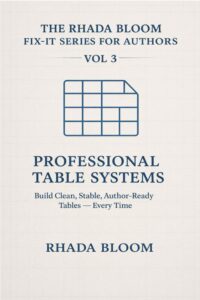 The Rhada Bloom Fix-It Series for Authors — Vol 3: Professional Table Systems: Build Clean, Stable, Author-Ready Tables — Every Time