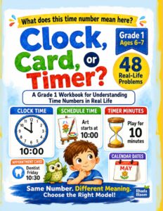Clock, Card, or Timer?: A Grade 1 Workbook for Understanding Time Numbers in Real Life