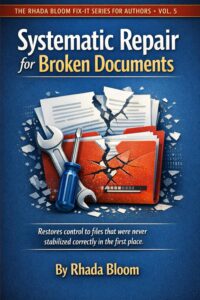 The Rhada Bloom Fix-It Series for Authors – Vol. 5 : Systematic Repair for Broken Documents: Restores control to existing files that were never stabilized correctly in the first place.