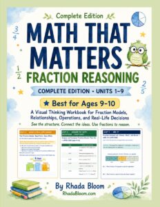 MATH THAT MATTERS : FRACTION REASONING: Complete Edition, Units 1–9: A Visual Thinking Workbook for Fraction Models, Relationships, Operations, and Real-Life Decisions for Ages 9–10