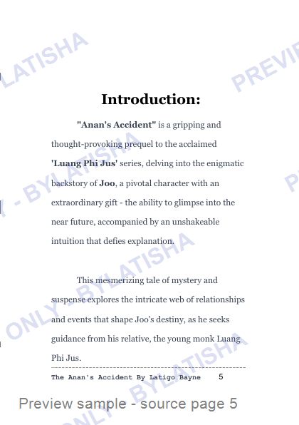The Anan’s Accident: A supernatural prequel to The Luang Phi Jus Saga preview sample