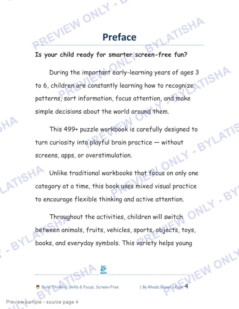 499+ Logic & Category Puzzles for Kids Ages 3-6 Preface source page 4