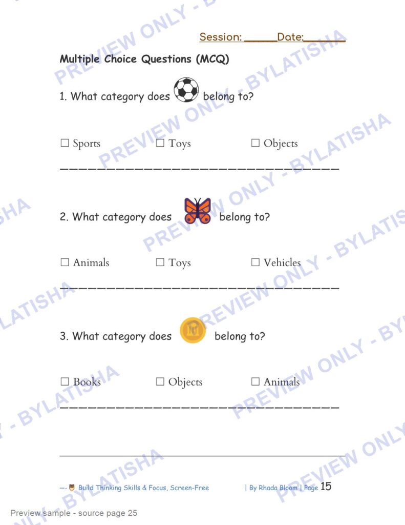 499+ Logic & Category Puzzles for Kids Ages 3-6 Early activity sample source page 25