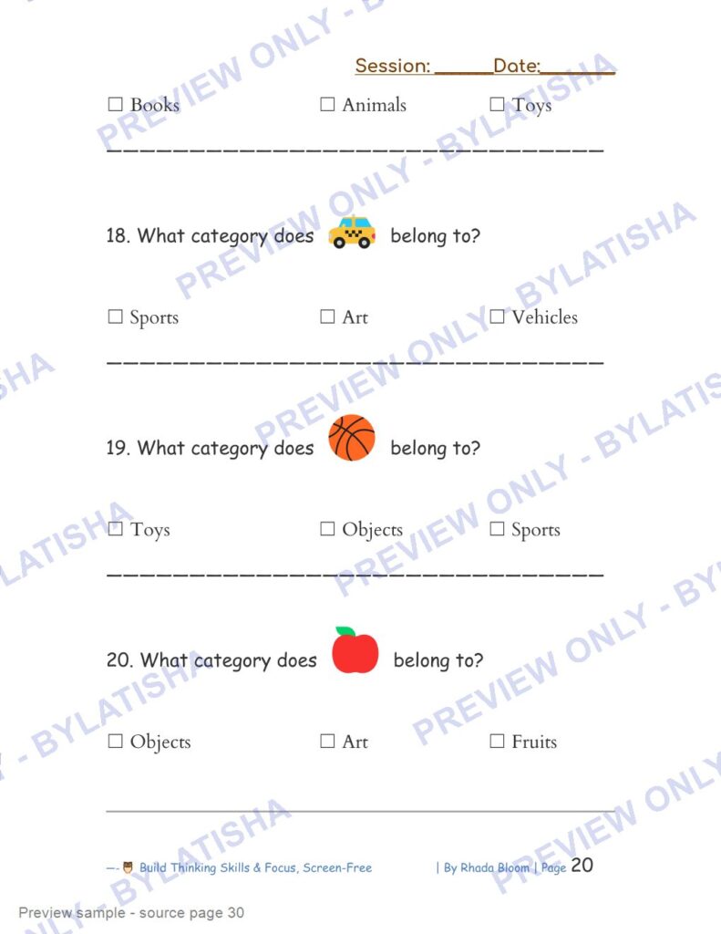 499+ Logic & Category Puzzles for Kids Ages 3-6 Early activity sample source page 30