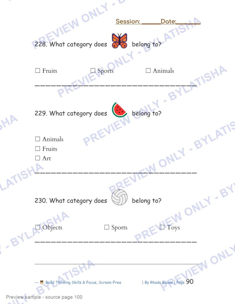 499+ Logic & Category Puzzles for Kids Ages 3-6 Mid-book activity sample source page 100