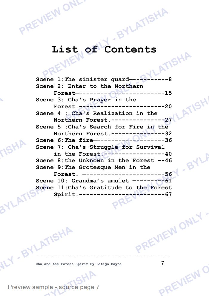 Cha and the Forest Spirit preview sample