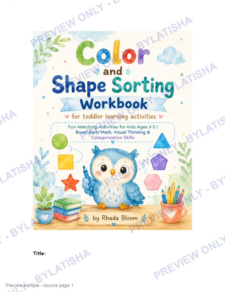 Color and Shape Workbook for Toddlers and Preschoolers preview sample