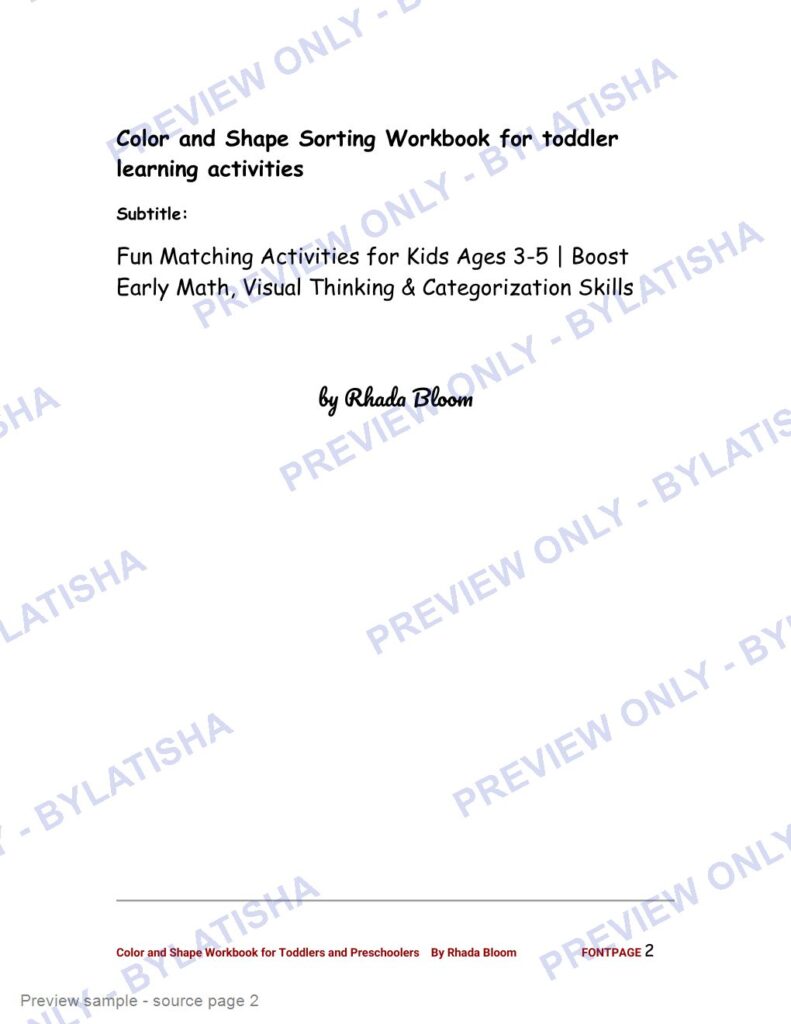 Color and Shape Workbook for Toddlers and Preschoolers preview sample