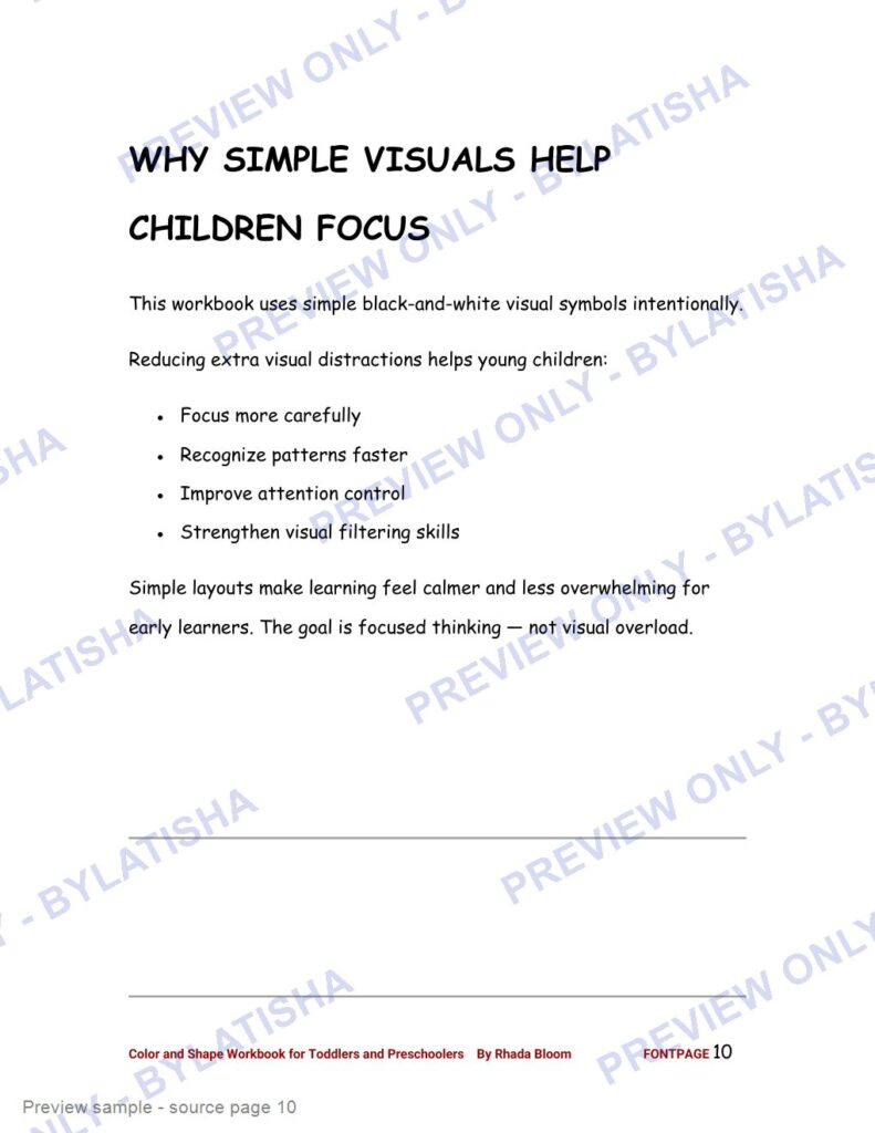 Color and Shape Workbook for Toddlers and Preschoolers preview sample