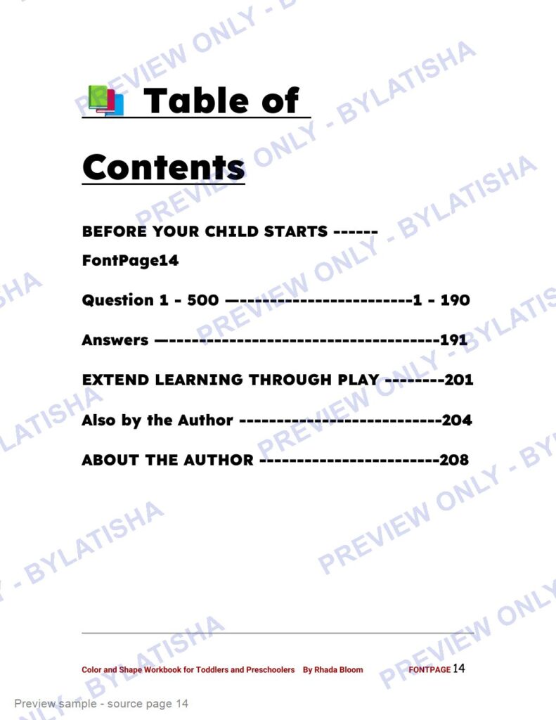 Color and Shape Workbook for Toddlers and Preschoolers preview sample