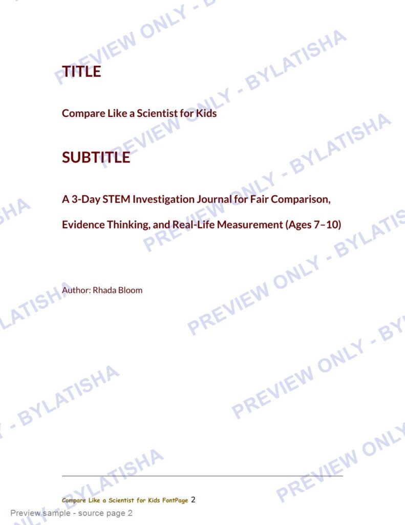 Compare Like a Scientist for Kids preview sample