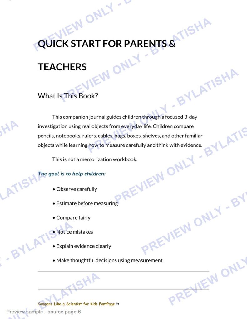 Compare Like a Scientist for Kids preview sample