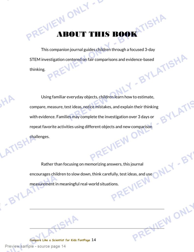 Compare Like a Scientist for Kids preview sample