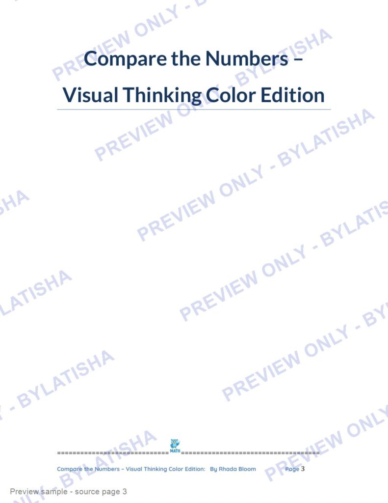 Compare the Numbers - Visual Thinking Color Edition preview sample