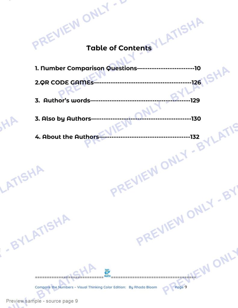 Compare the Numbers - Visual Thinking Color Edition preview sample