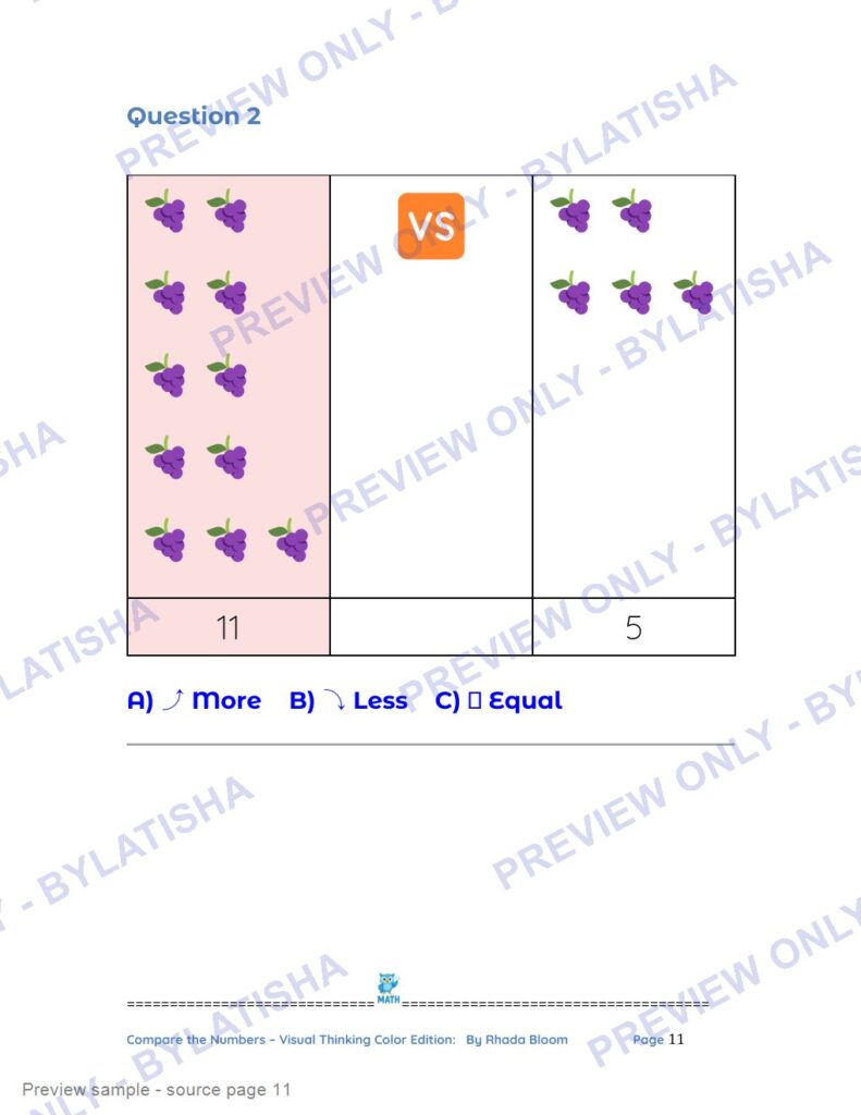 Compare the Numbers - Visual Thinking Color Edition preview sample