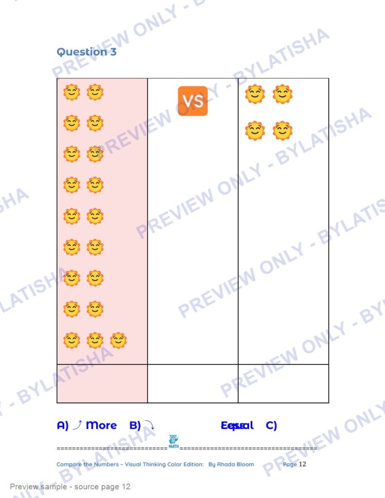 Compare the Numbers - Visual Thinking Color Edition preview sample