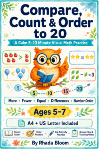 Compare, Count & Order to 20 : A Calm 5–10 Minute Visual Math Practice for Ages 5–7 By Rhada Bloom