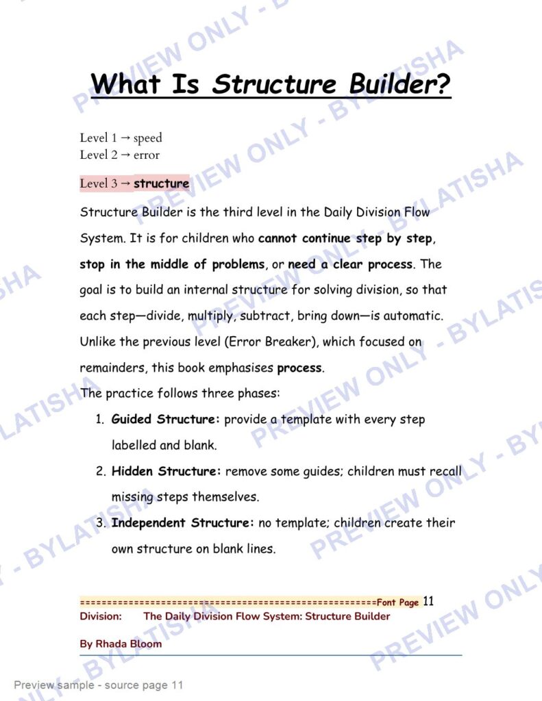 The Daily Division Flow System: Structure Builder preview sample