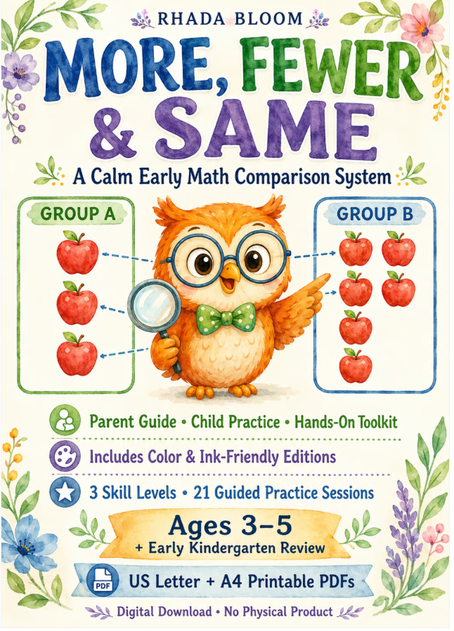 7-Day More, Fewer & Same — Picture-Based Early Math Comparison Practice for Ages 3–5