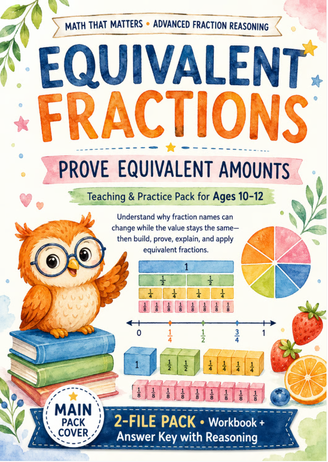 EQUIVALENT FRACTIONS : PROVE EQUIVALENT AMOUNTS (Teaching & Practice Workbook for Ages 10–12)
