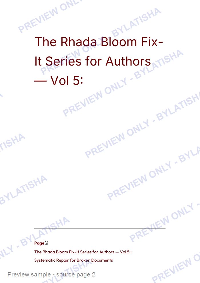 The Rhada Bloom Fix-It Series for Authors: Vol 5 preview sample