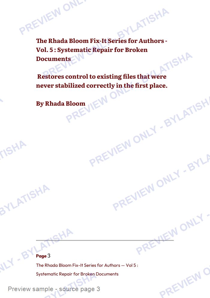The Rhada Bloom Fix-It Series for Authors: Vol 5 preview sample