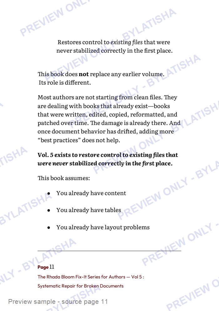 The Rhada Bloom Fix-It Series for Authors: Vol 5 preview sample