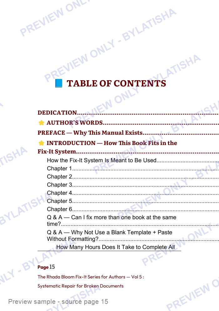 The Rhada Bloom Fix-It Series for Authors: Vol 5 preview sample