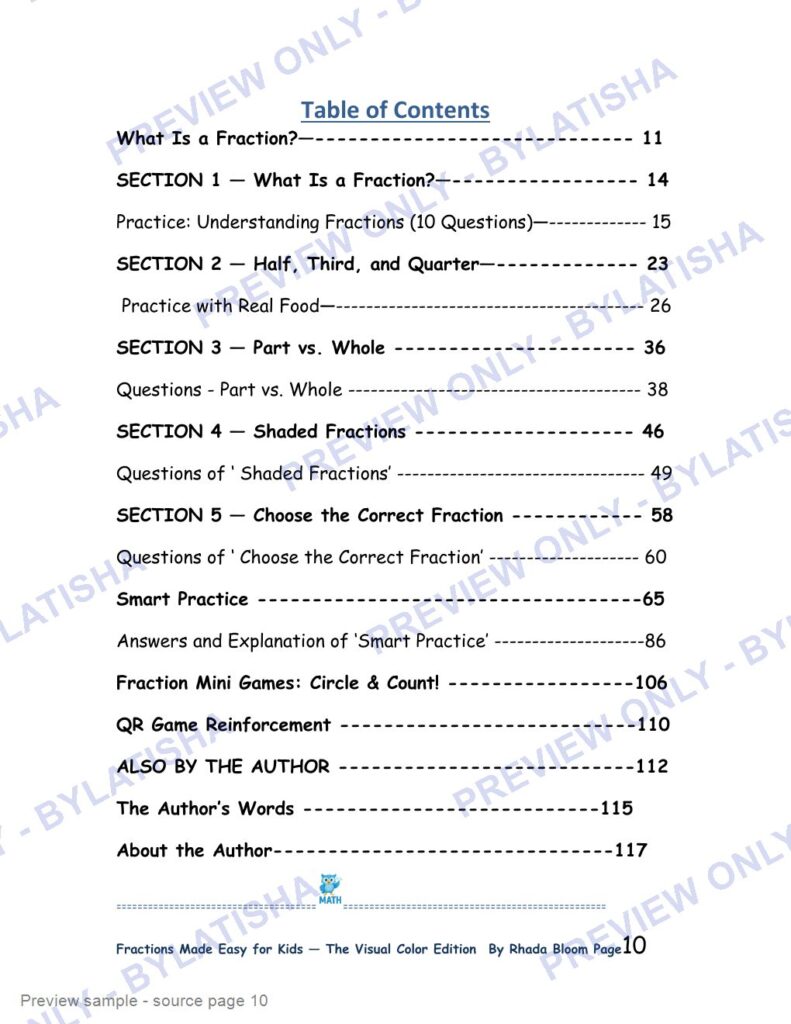 Fractions Made Easy for Kids - The Visual Color Edition preview sample