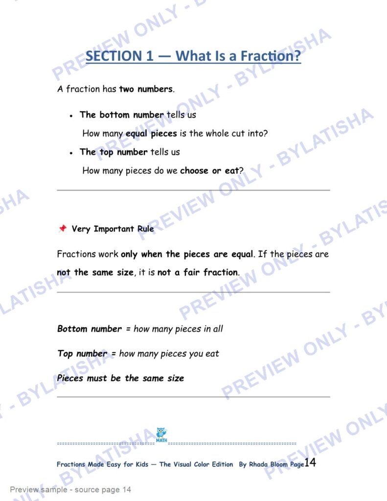 Fractions Made Easy for Kids - The Visual Color Edition preview sample