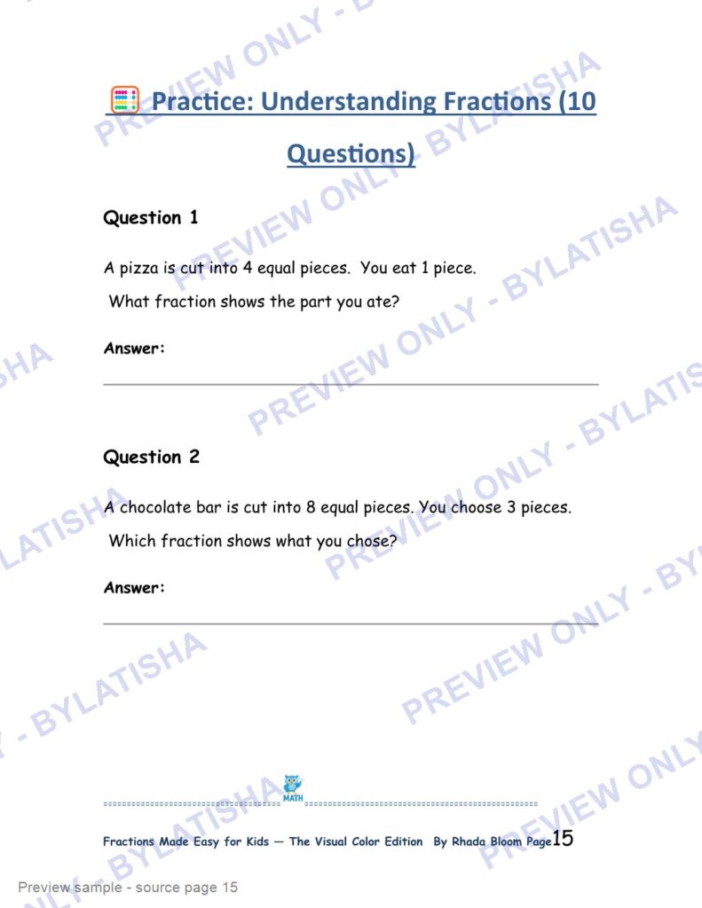 Fractions Made Easy for Kids - The Visual Color Edition preview sample