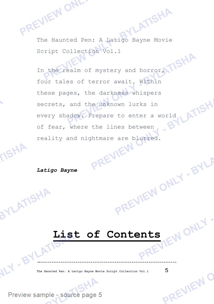 The Haunted Pen: A Latigo Bayne Movie Script Collection: Volume 1 preview sample