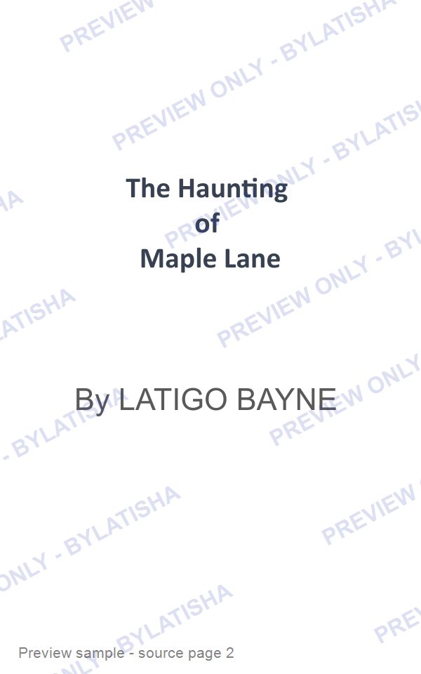 The Haunting of Maple Lane preview sample