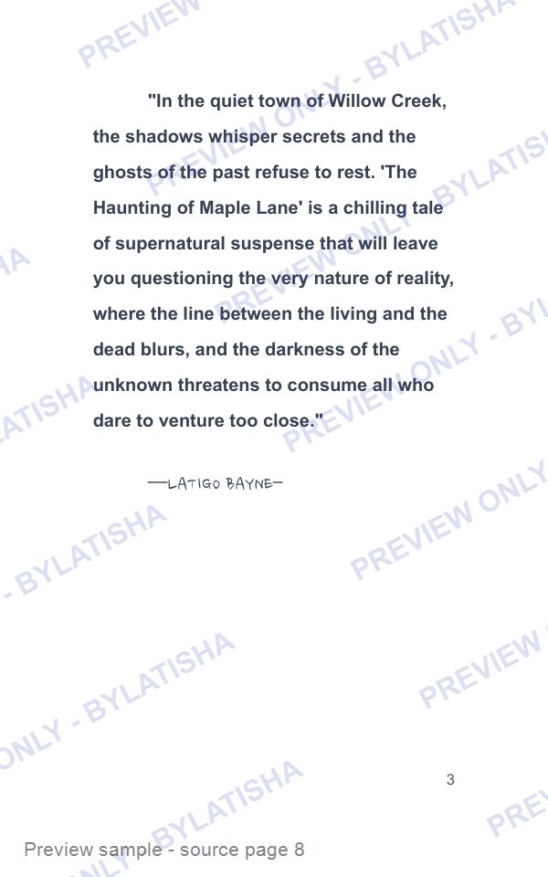 The Haunting of Maple Lane preview sample