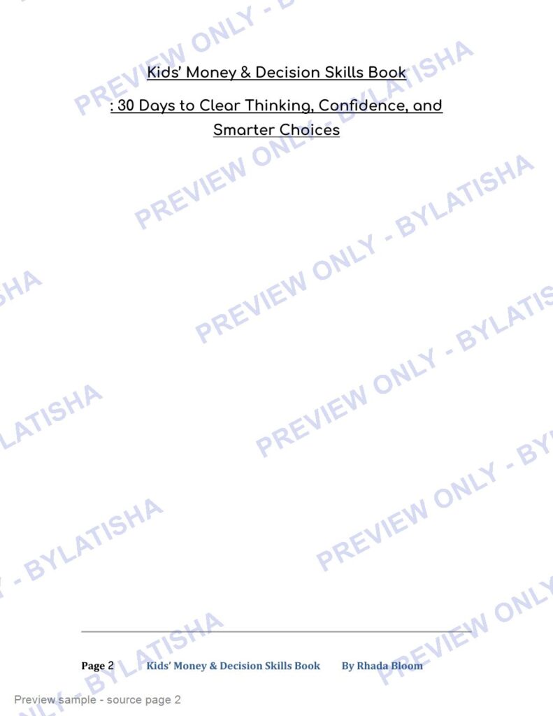 Kids Money & Decision Skills Book preview sample