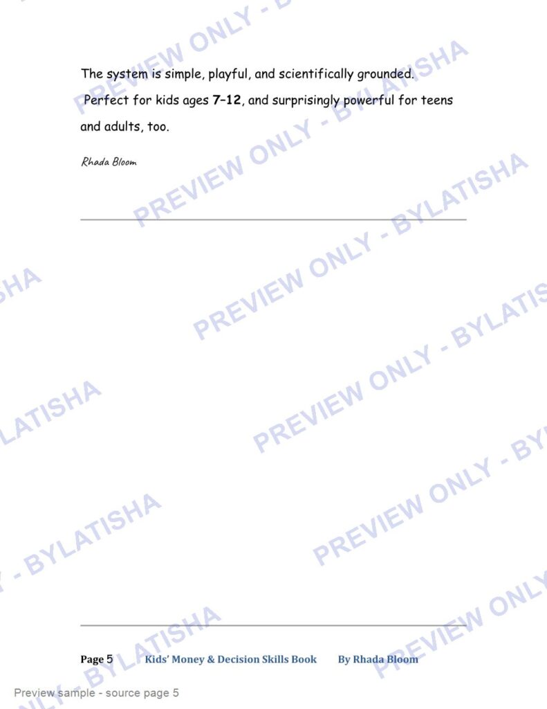 Kids Money & Decision Skills Book preview sample