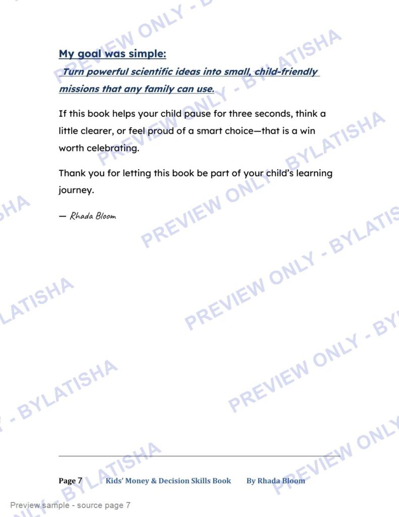 Kids Money & Decision Skills Book preview sample