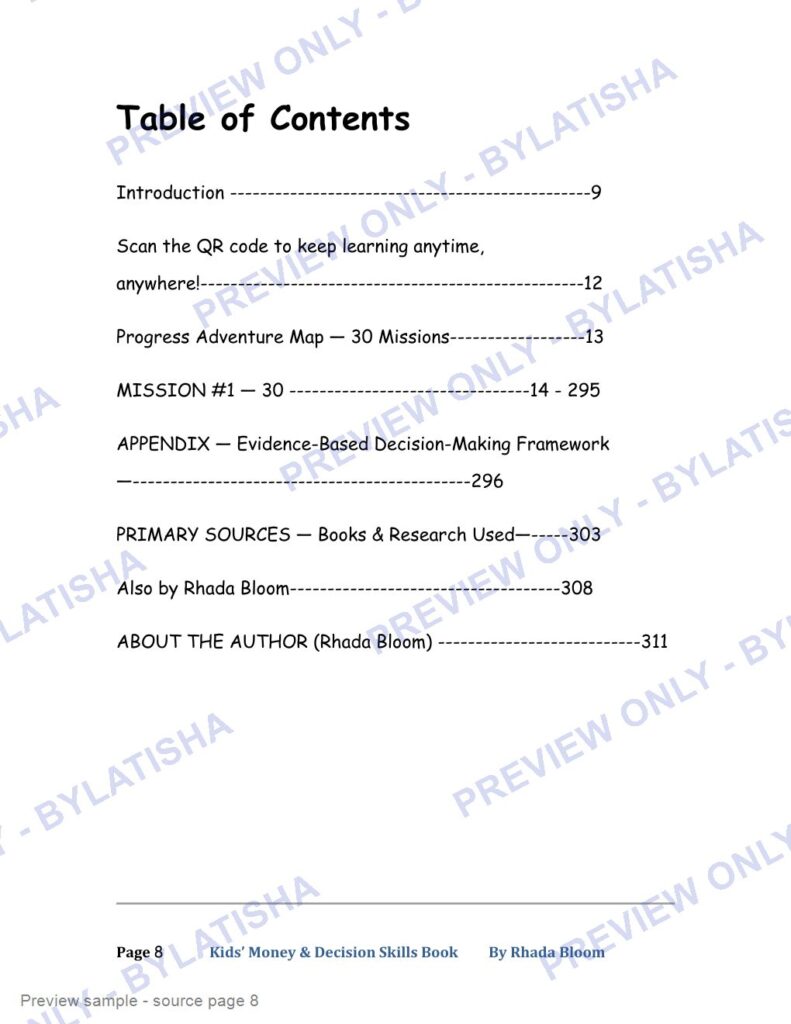 Kids Money & Decision Skills Book preview sample