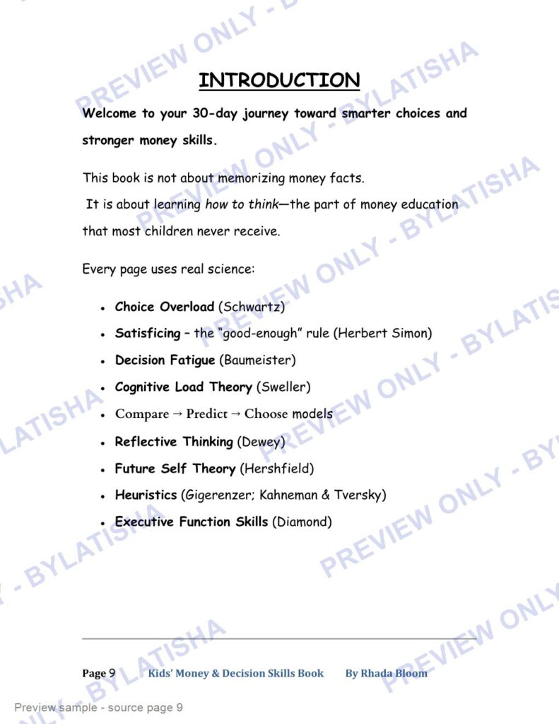 Kids Money & Decision Skills Book preview sample