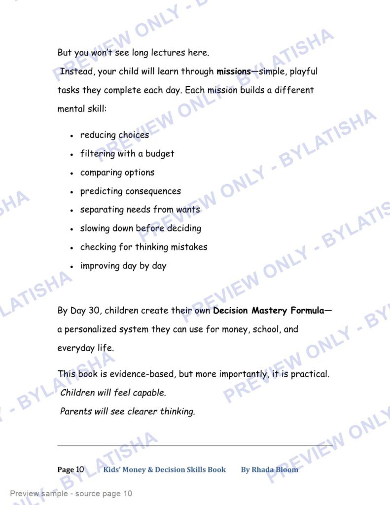 Kids Money & Decision Skills Book preview sample