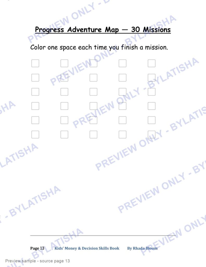 Kids Money & Decision Skills Book preview sample