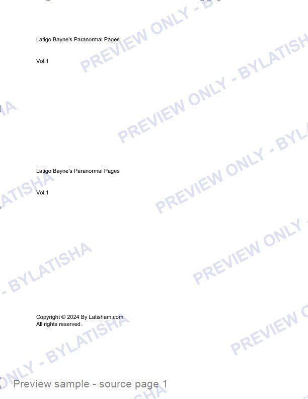 Latigo Bayne’s Paranormal Pages: volume 1 preview sample