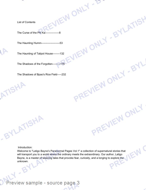 Latigo Bayne’s Paranormal Pages: volume 1 preview sample