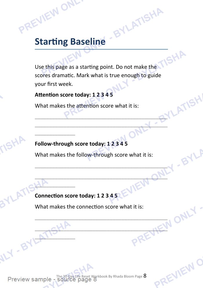 The 30-Day Life Reset Workbook preview sample