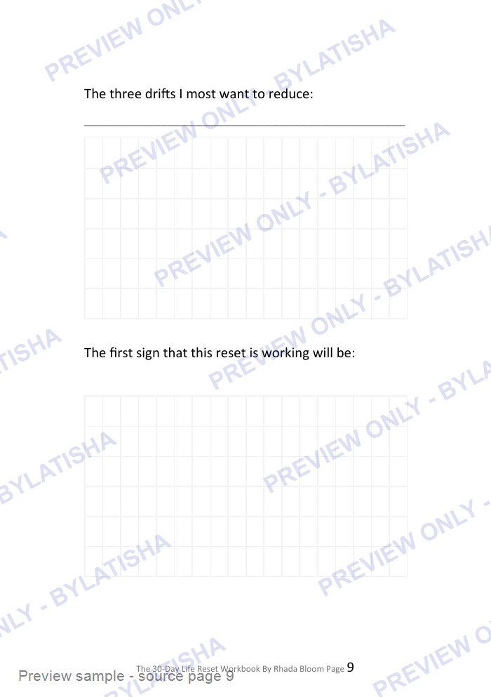 The 30-Day Life Reset Workbook preview sample