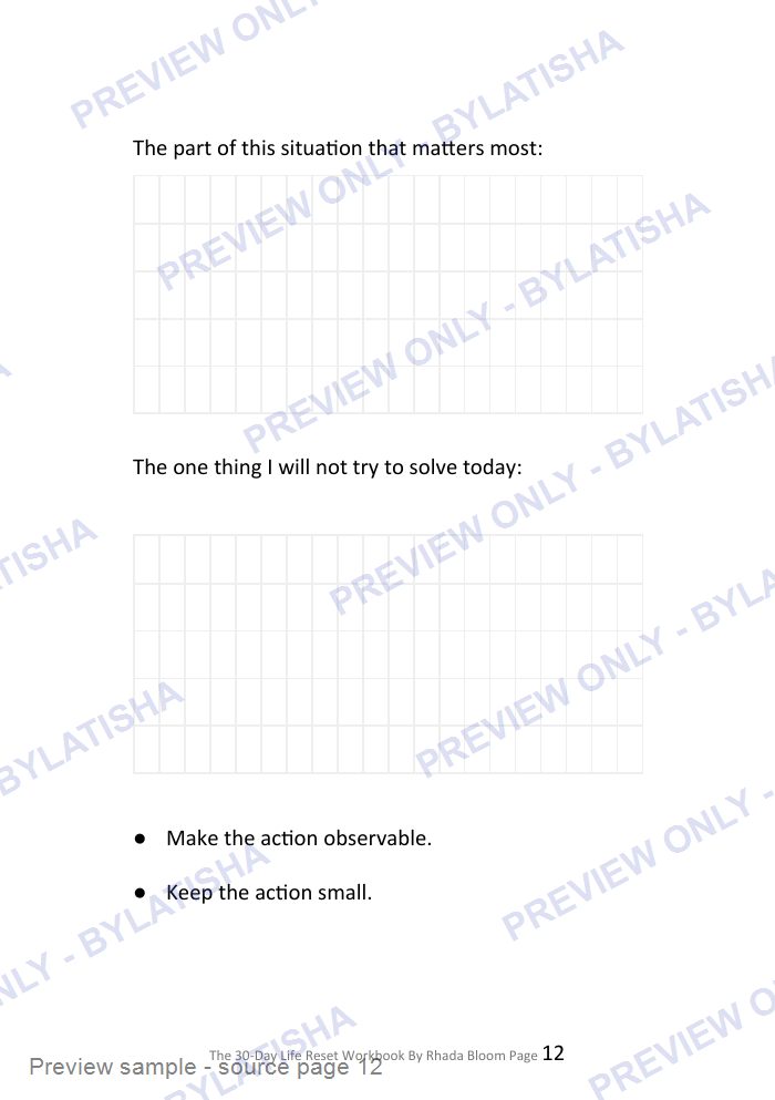 The 30-Day Life Reset Workbook preview sample