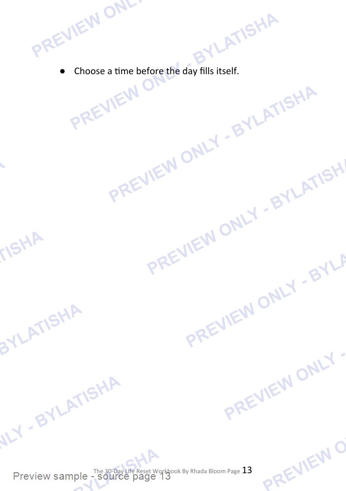 The 30-Day Life Reset Workbook preview sample